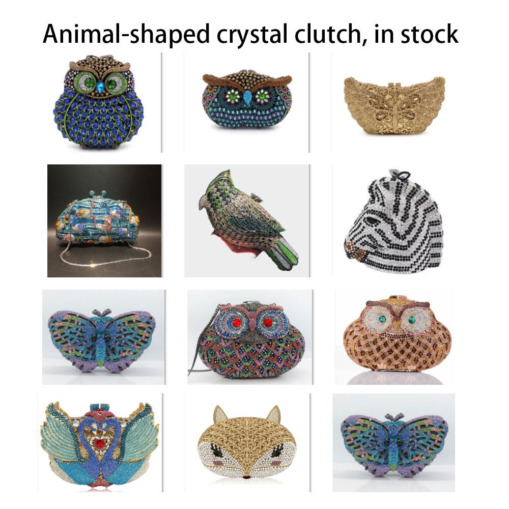 Factory Wholesale Metal Hollow Animal Diamond Purse Luxury Crystal Bag Women's Rhinestone Clutch Evening Bag Handbag In stock