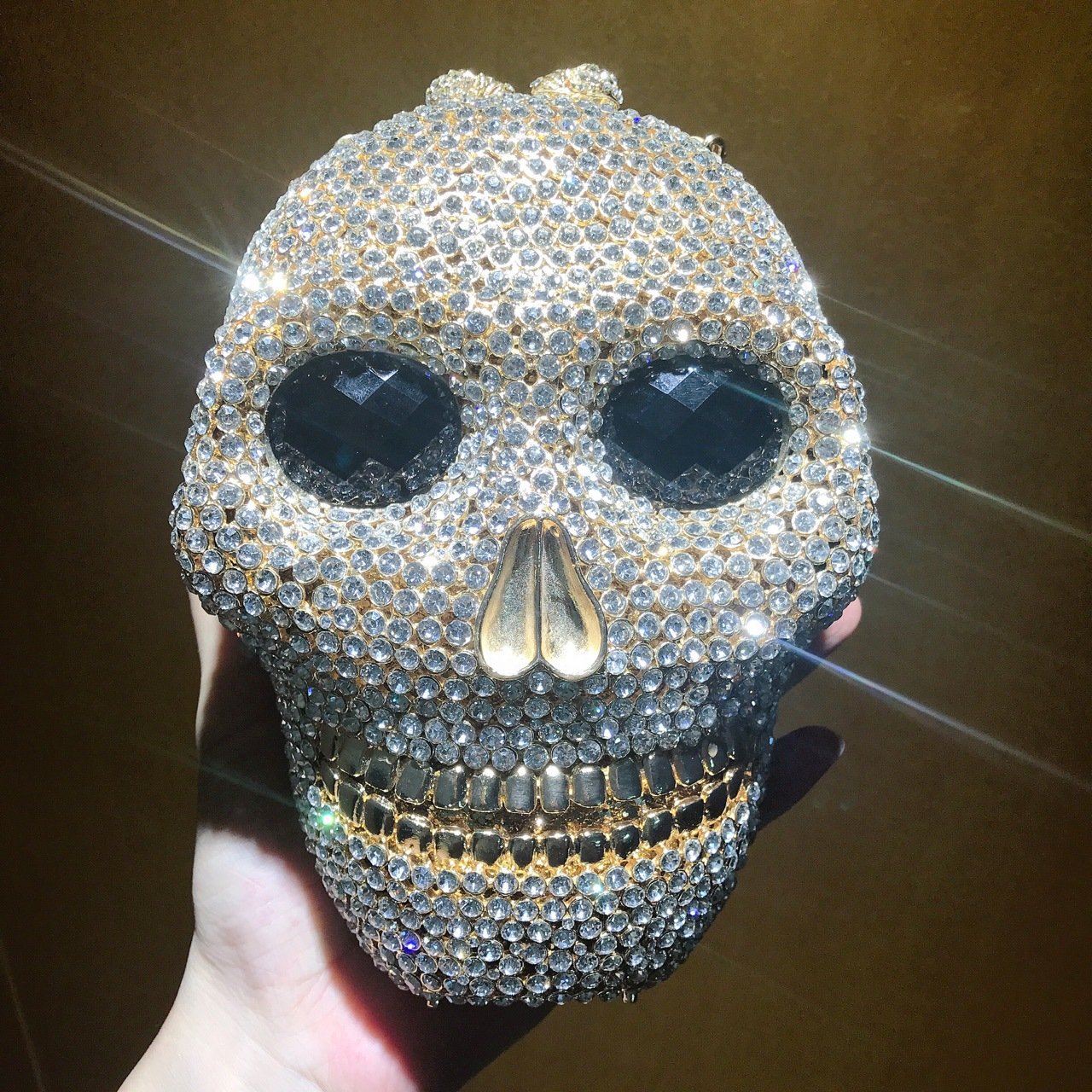 Halloween 3D Skull Clutch Purse Evening Bag Rhinestone Bag Crystal Metal Clutch for Women Evening Cocktail Party