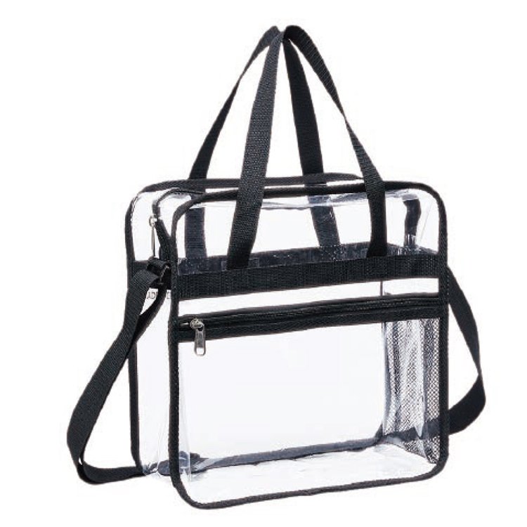 Fashionable Clear Pvc Bag Waterproof Shoulder Bag Stadium Approved Tote Bag With Zipper Closure And Adjustable Strap