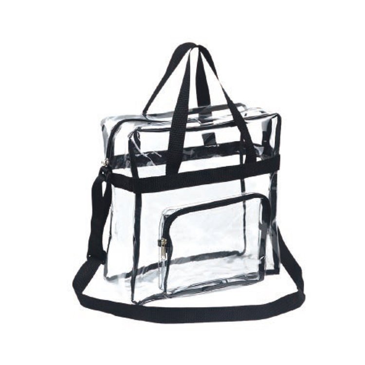 Fashionable Clear Pvc Bag Waterproof Shoulder Bag Stadium Approved Tote Bag With Zipper Closure And Adjustable Strap