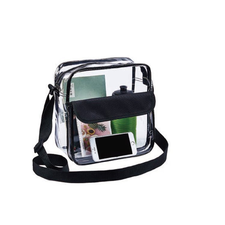 Fashionable Clear Pvc Bag Waterproof Shoulder Bag Stadium Approved Tote Bag With Zipper Closure And Adjustable Strap