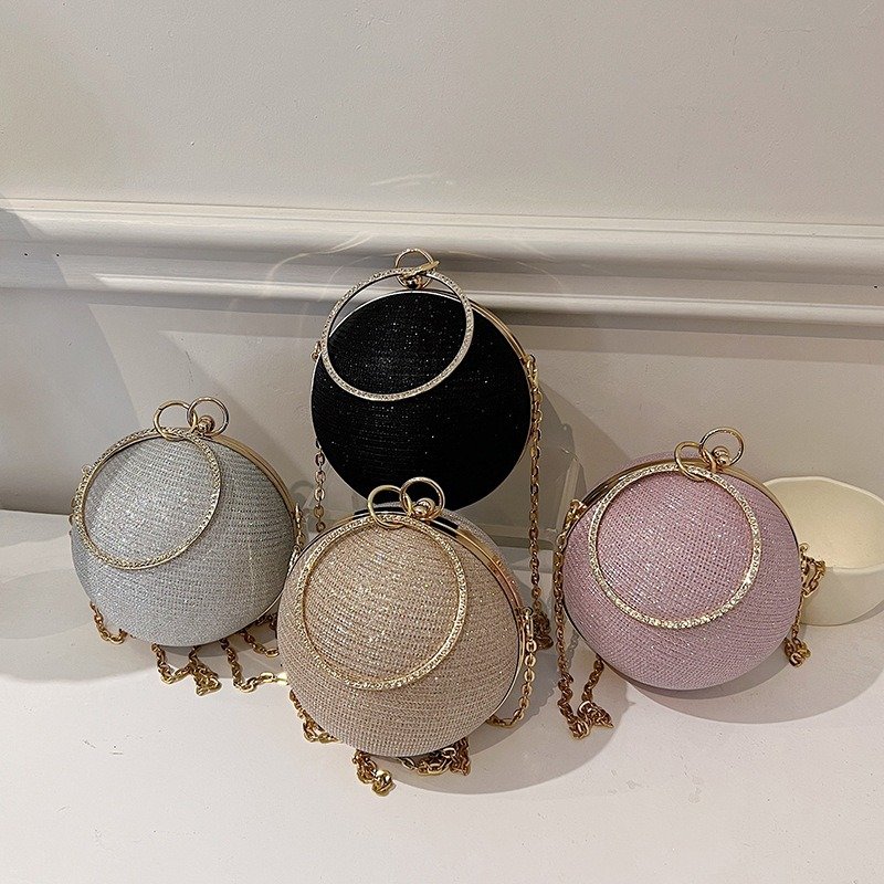 Wholesale fashion chain round temperament diamond-encrusted hand crossbody bag ladies dinner party evening bags