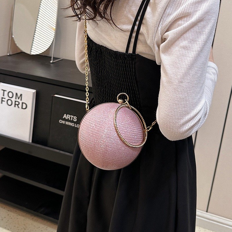 Wholesale fashion chain round temperament diamond-encrusted hand crossbody bag ladies dinner party evening bags