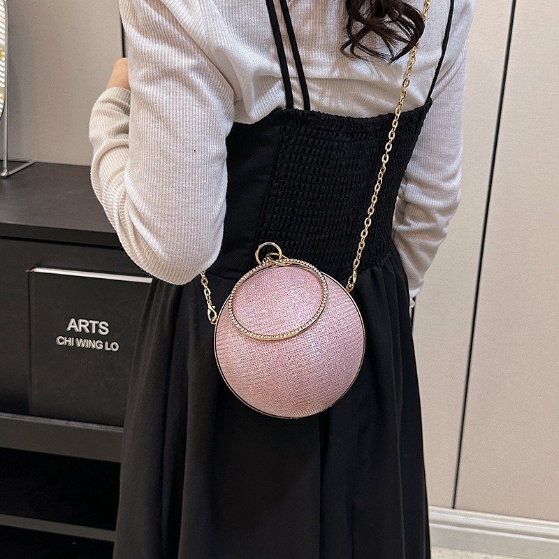 Wholesale fashion chain round temperament diamond-encrusted hand crossbody bag ladies dinner party evening bags