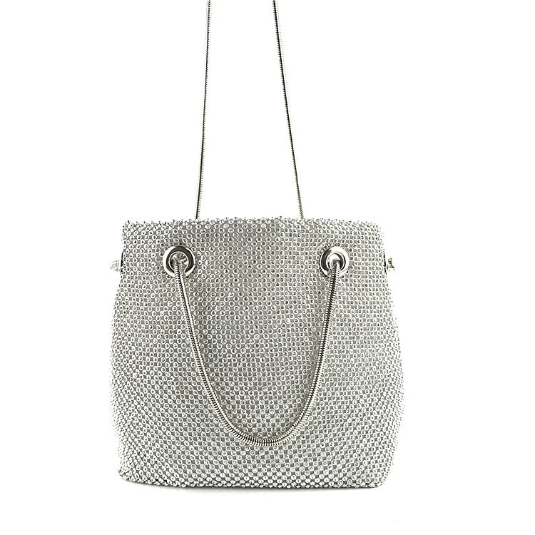 Women Girls Crystal Rhinestone Mini Bucket Evening Bags Wedding Clutch Shoulder Purse Party ladies hand bags