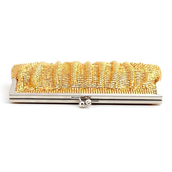 Mini Order Gold Metal Clutch Bag New Fashion Elegant Party Shiny Evening Bags