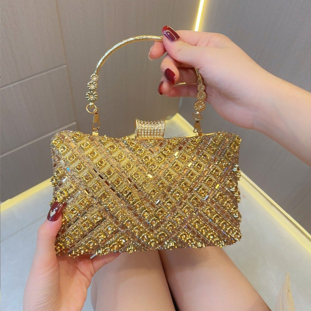 Luxury Retro Colorful Rhinestone Handbag Wedding Party Handmade Diamond Crossbody Evening Bag