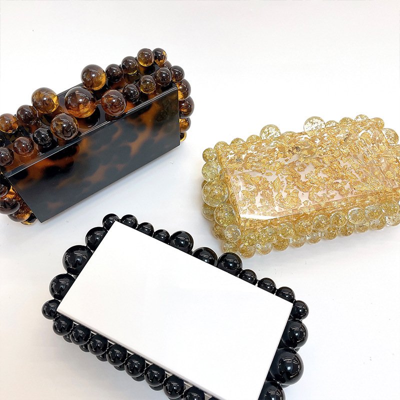 Luxury Designer Handbags Thick Chain Wedding Party acrylic clutch purse Ladies Shoulder Bag Women evening party bag