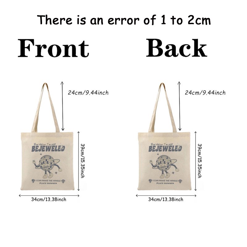 1 pc i'm still bejeweled pattern Tote Canvas Personalized Shoulder Bag For Travel Women's Reusable Shopping Bag With Logo
