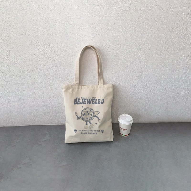 1 pc i'm still bejeweled pattern Tote Canvas Personalized Shoulder Bag For Travel Women's Reusable Shopping Bag With Logo