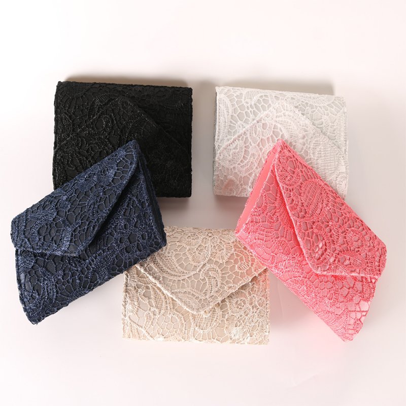 Evening Bag New Fashion Design Wrinkle Satin Clutch Bag Elegant Flower Lace Handbag for Women