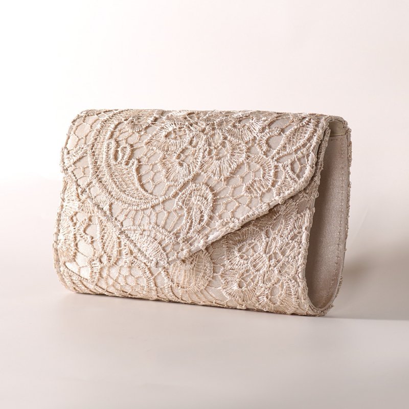 Evening Bag New Fashion Design Wrinkle Satin Clutch Bag Elegant Flower Lace Handbag for Women