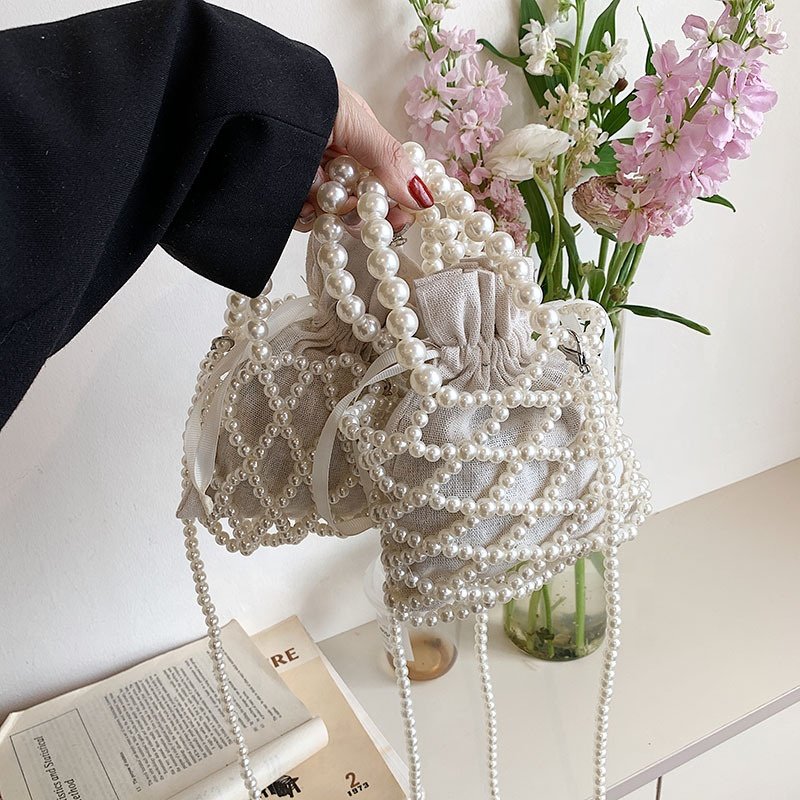 Factory Wholesale Luxury Pearl Clutch Bag Lady Crossbody Beaded Evening Party Bags