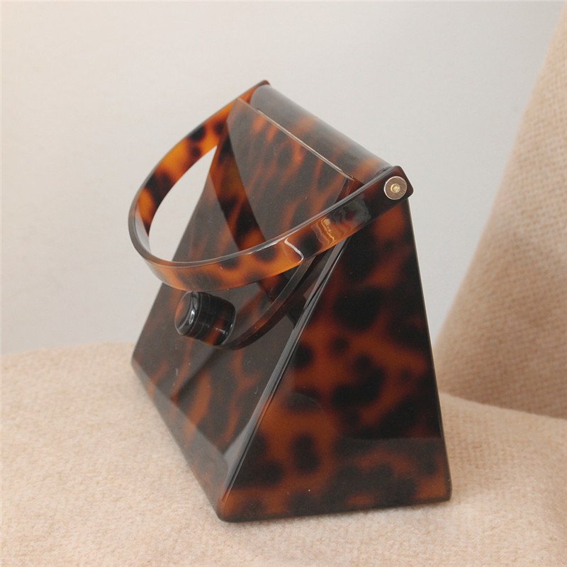 Fashion luxury design acrylic leopard print tortoise hand bag acetate evening bag women acrylic clutch bag