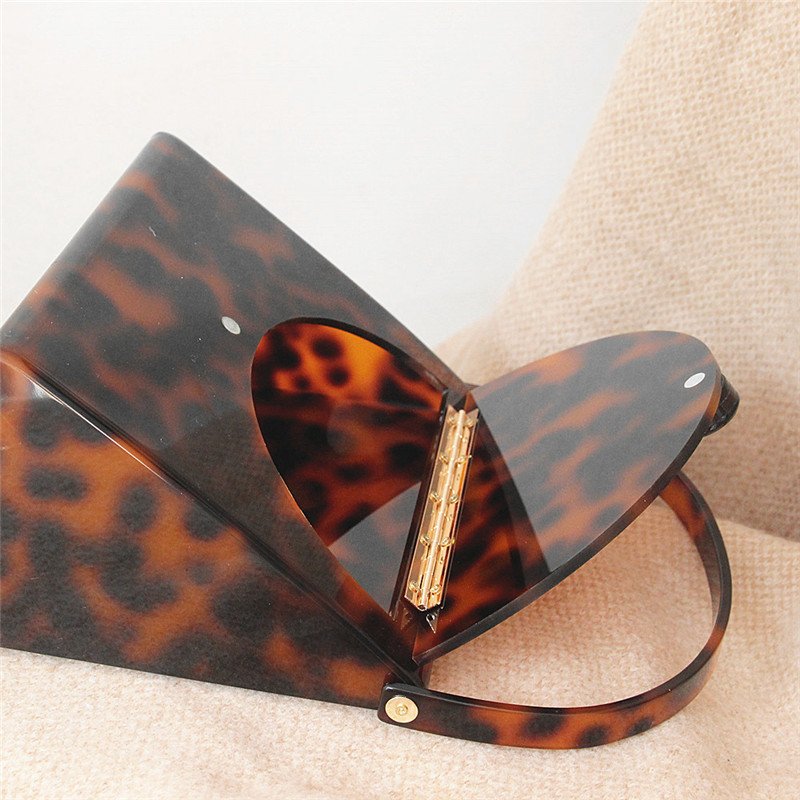 Fashion luxury design acrylic leopard print tortoise hand bag acetate evening bag women acrylic clutch bag