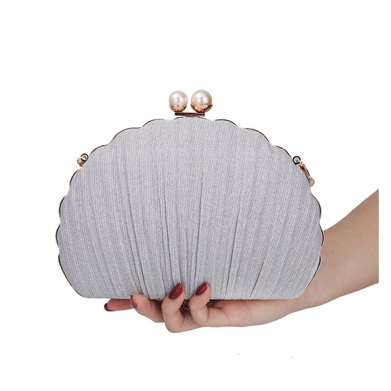 Burgundy Glitter Pearl Shell Evening Bag For Wedding And Party Bag For Women Clutch Bag Pochette Femme Large Handbags