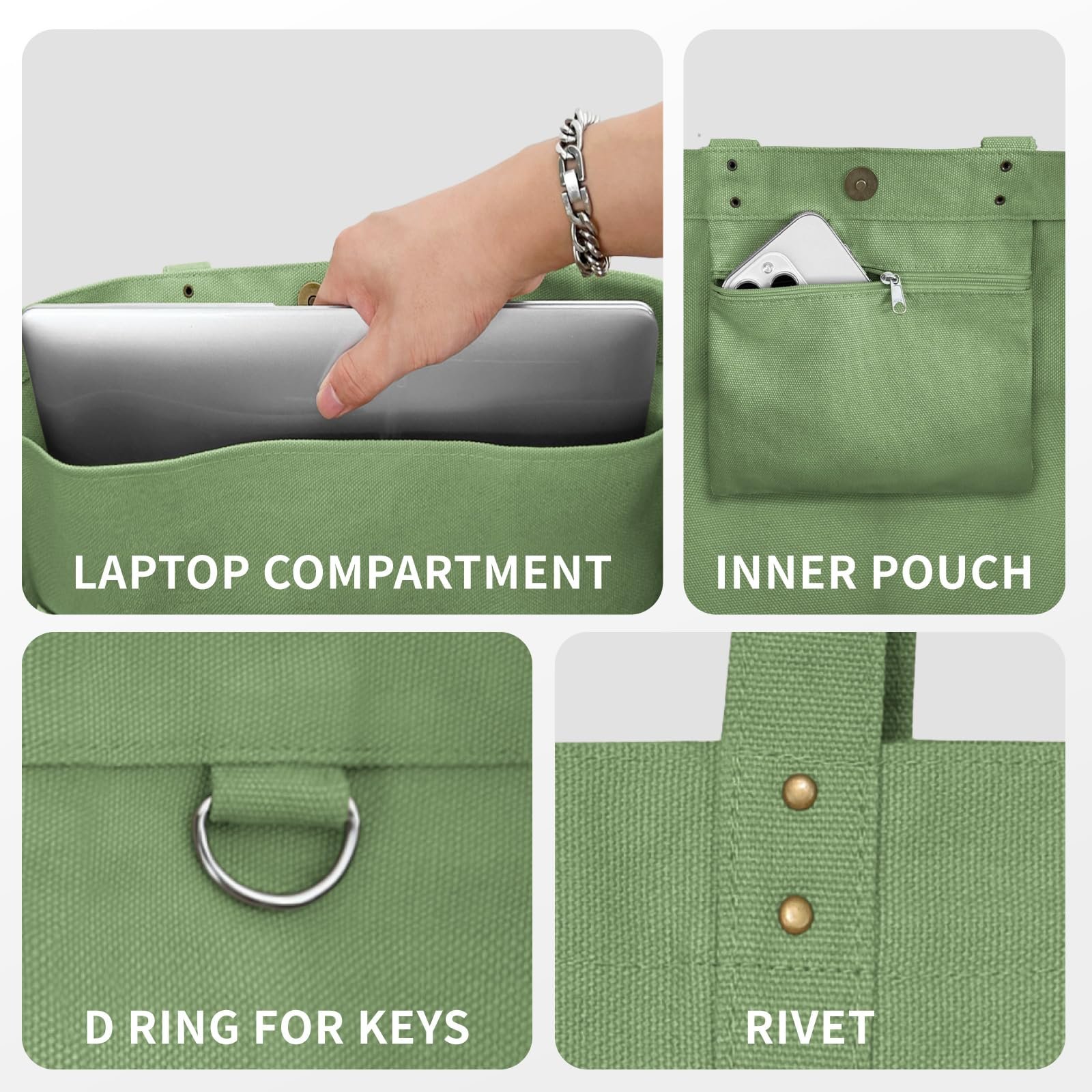 2024 Reusable shopping bag womens luxury handbags Large Canvas Tote Bag for Women Everything Bag with Pockets and Laptop Sleeve