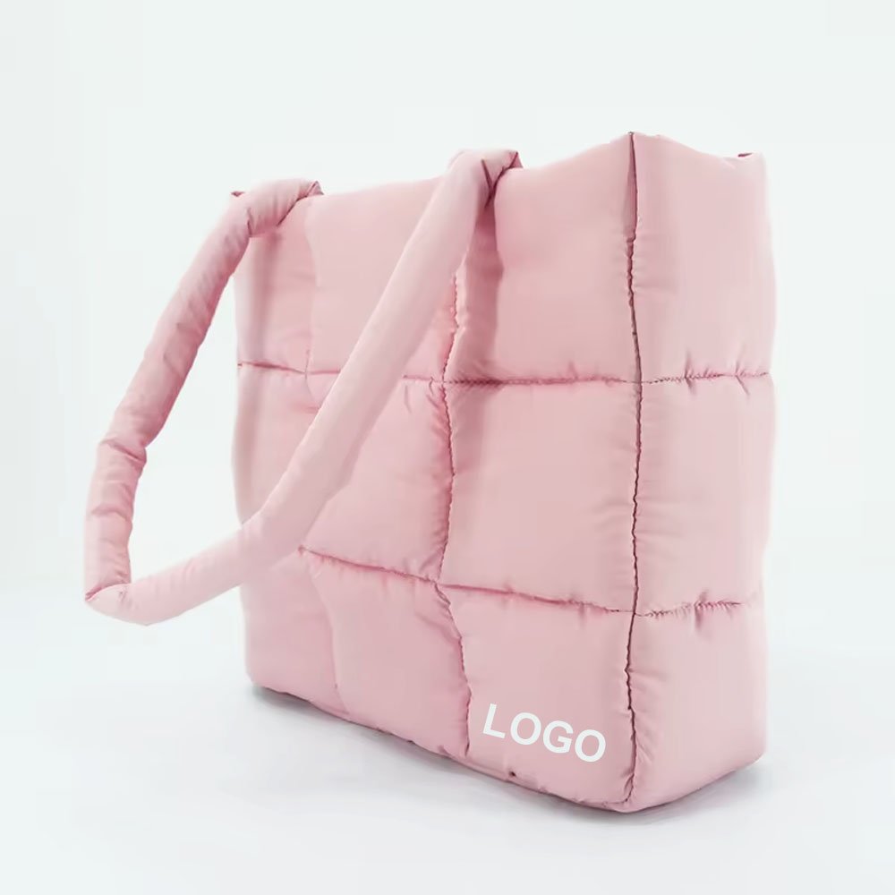 Quilted Shoulder Handbag Light Weight Handmade Nylon Shopping Tote Bag Women Large Puffer Purse Women Tote Nylon Puffer Bag