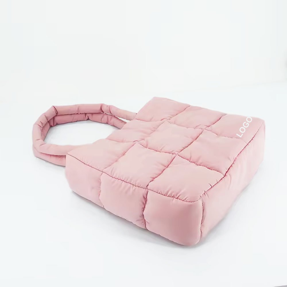 Quilted Shoulder Handbag Light Weight Handmade Nylon Shopping Tote Bag Women Large Puffer Purse Women Tote Nylon Puffer Bag