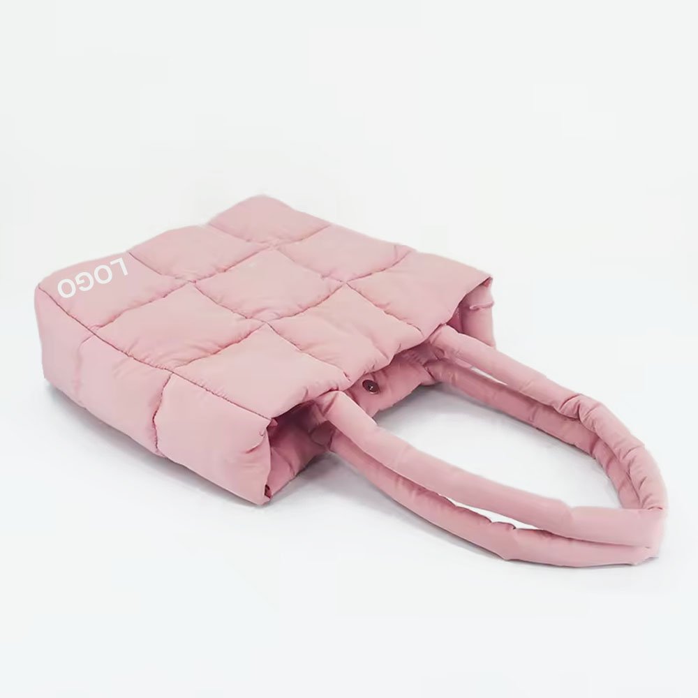 Quilted Shoulder Handbag Light Weight Handmade Nylon Shopping Tote Bag Women Large Puffer Purse Women Tote Nylon Puffer Bag