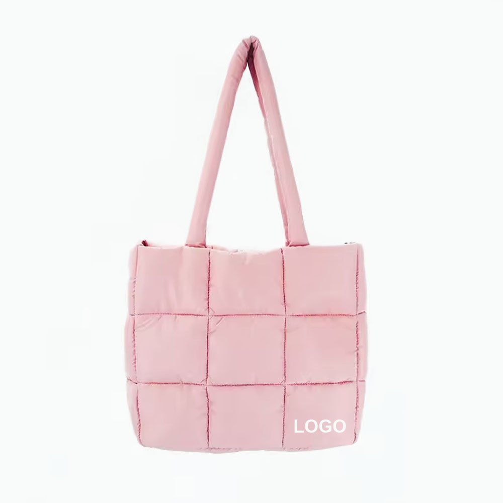 Quilted Shoulder Handbag Light Weight Handmade Nylon Shopping Tote Bag Women Large Puffer Purse Women Tote Nylon Puffer Bag
