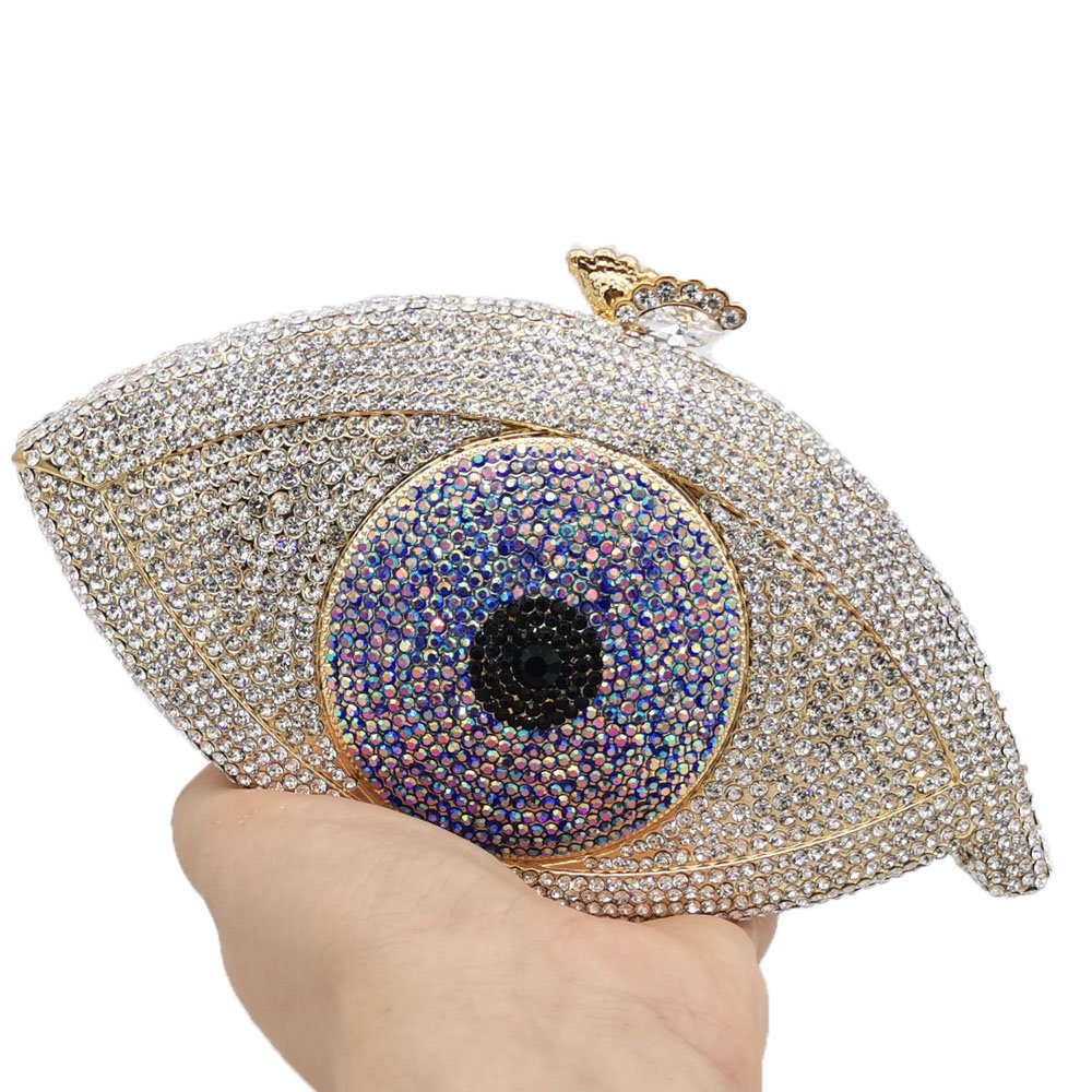 Custom luxury Evil Eyes Design rhinestone diamond ladies clutch bag evening bag