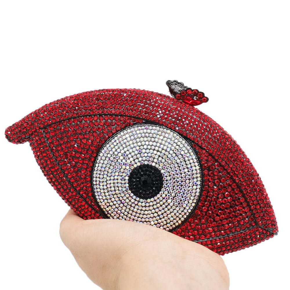 Custom luxury Evil Eyes Design rhinestone diamond ladies clutch bag evening bag