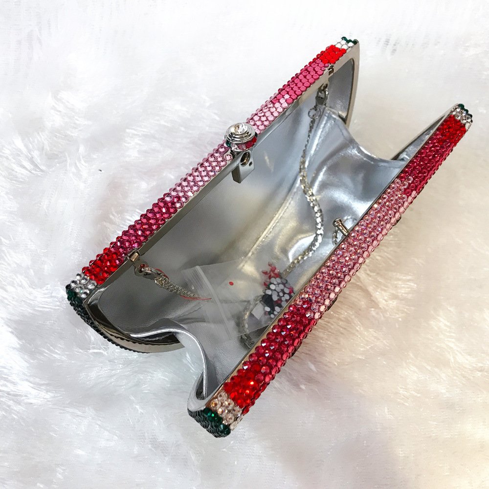 Handmade full diamond watermelon shape clutch bag evening bags fashion luxury wedding party rhinestones clutch for women