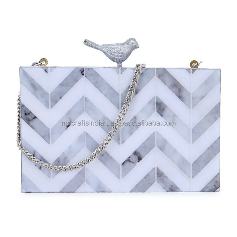 Fashion Customized Printed Image Wooden Evening Bag Ladnable Mother of Pearl Clutch Bag for Womens at Best Price from India