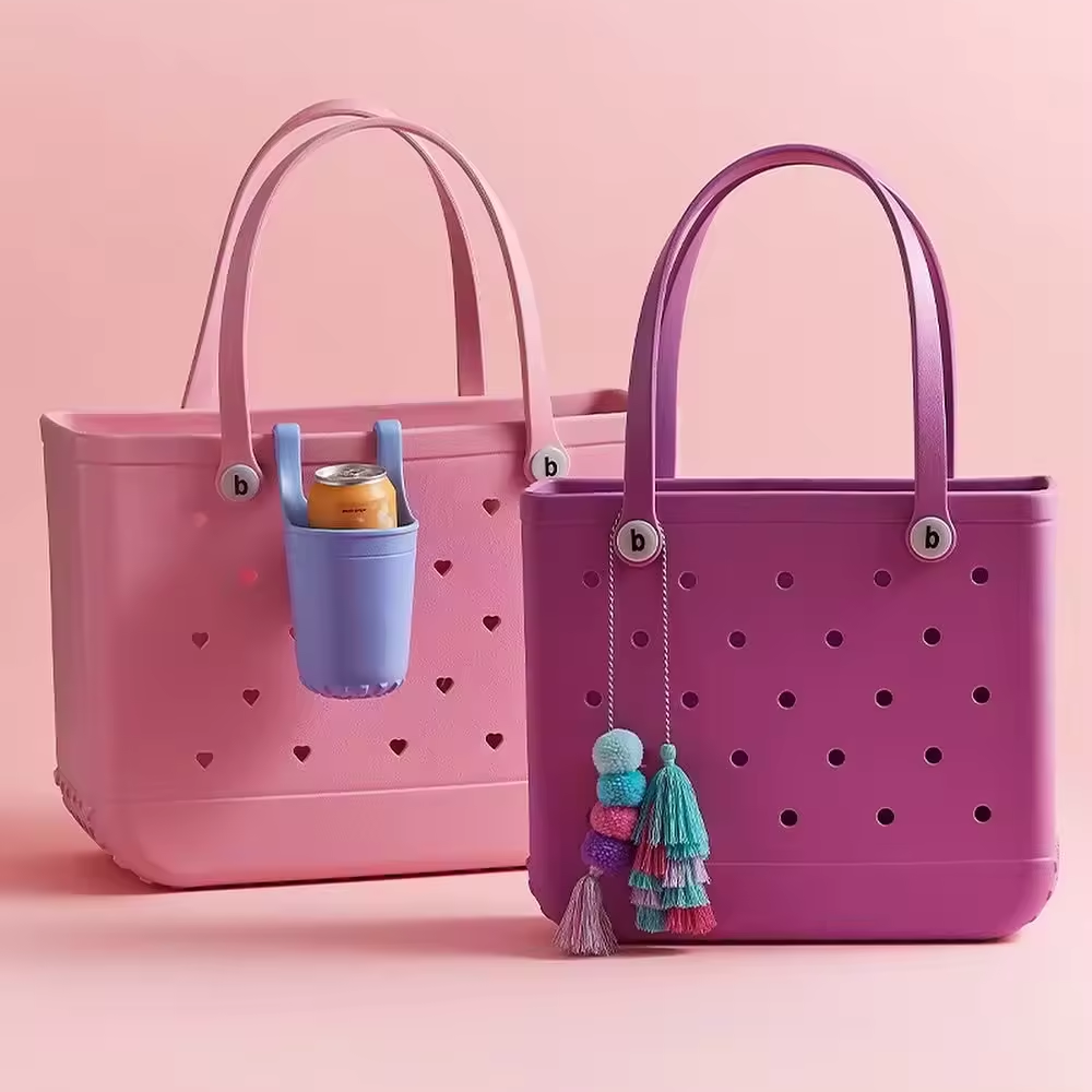 OEM/ODM Ladies Shopping Handbag Waterproof EVA Silicone Bucket Bag Customizable Logo/Size/Design Biodegradable EVA Tote Bogg Bag