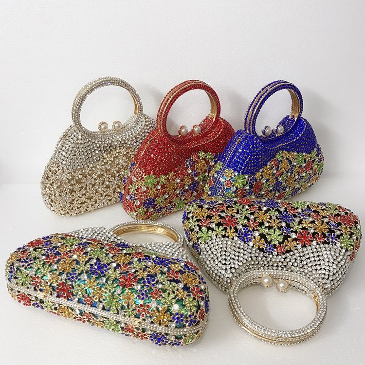 women's Rhinestone bag diamond clutch evening bag metal crystal Dinner dress handmade bag
