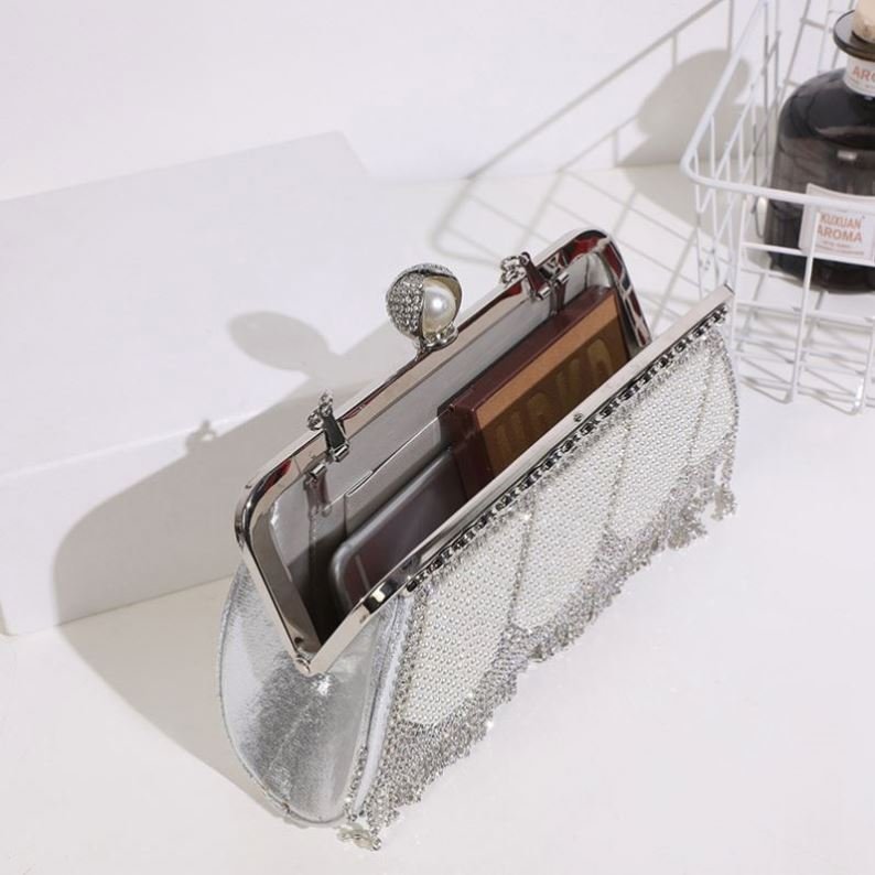 Europe-america Pearl Evening Bags For Ladies Tassel Crystal Women Handbags Vintage Fashion Crossbody Sling Bags For Party