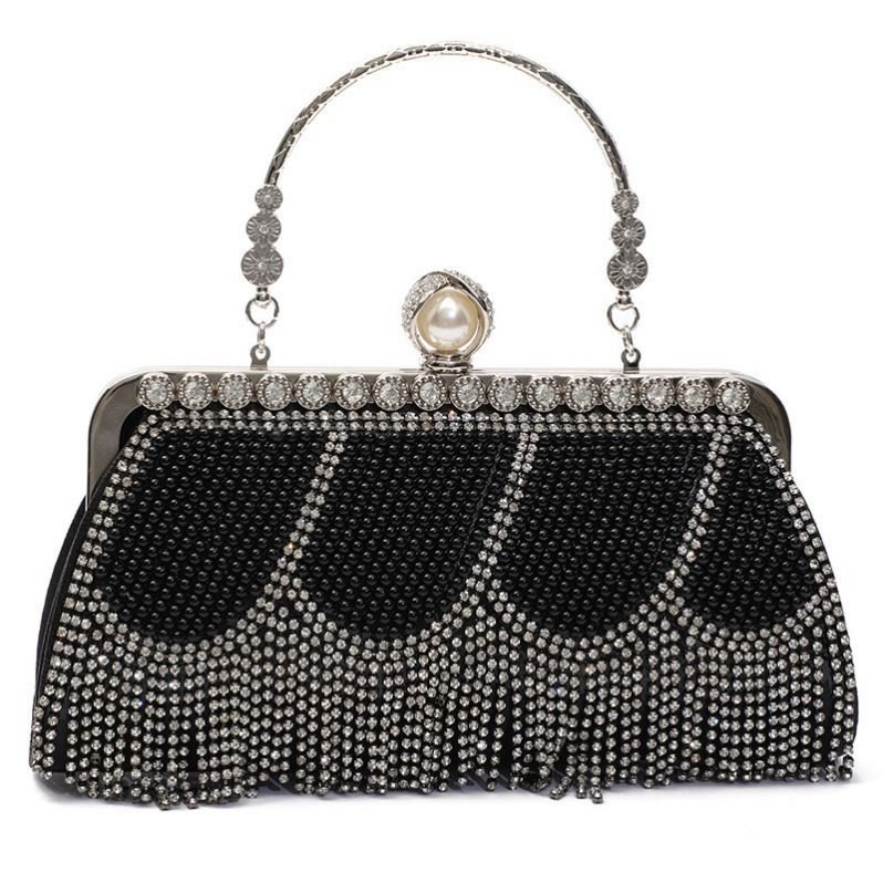 Europe-america Pearl Evening Bags For Ladies Tassel Crystal Women Handbags Vintage Fashion Crossbody Sling Bags For Party