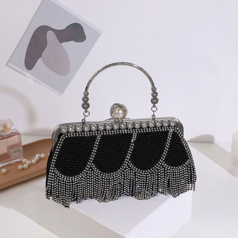 Europe-america Pearl Evening Bags For Ladies Tassel Crystal Women Handbags Vintage Fashion Crossbody Sling Bags For Party
