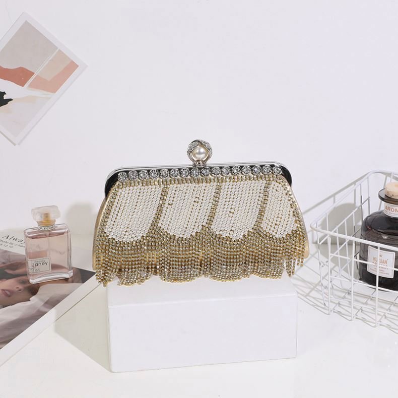 Europe-america Pearl Evening Bags For Ladies Tassel Crystal Women Handbags Vintage Fashion Crossbody Sling Bags For Party