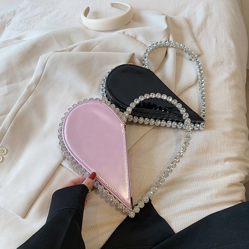 Summer Fashion Women Evening Bags 2024 Heart Shape Rhinestone Young Lady Small Clutch Ladies Designer Luxury Purses For Party