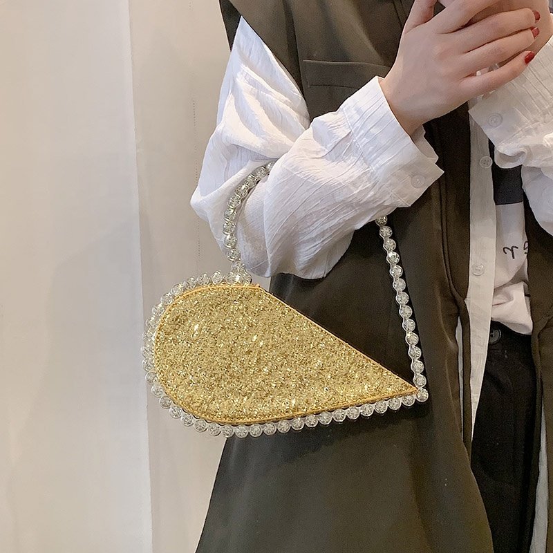 Summer Fashion Women Evening Bags 2024 Heart Shape Rhinestone Young Lady Small Clutch Ladies Designer Luxury Purses For Party