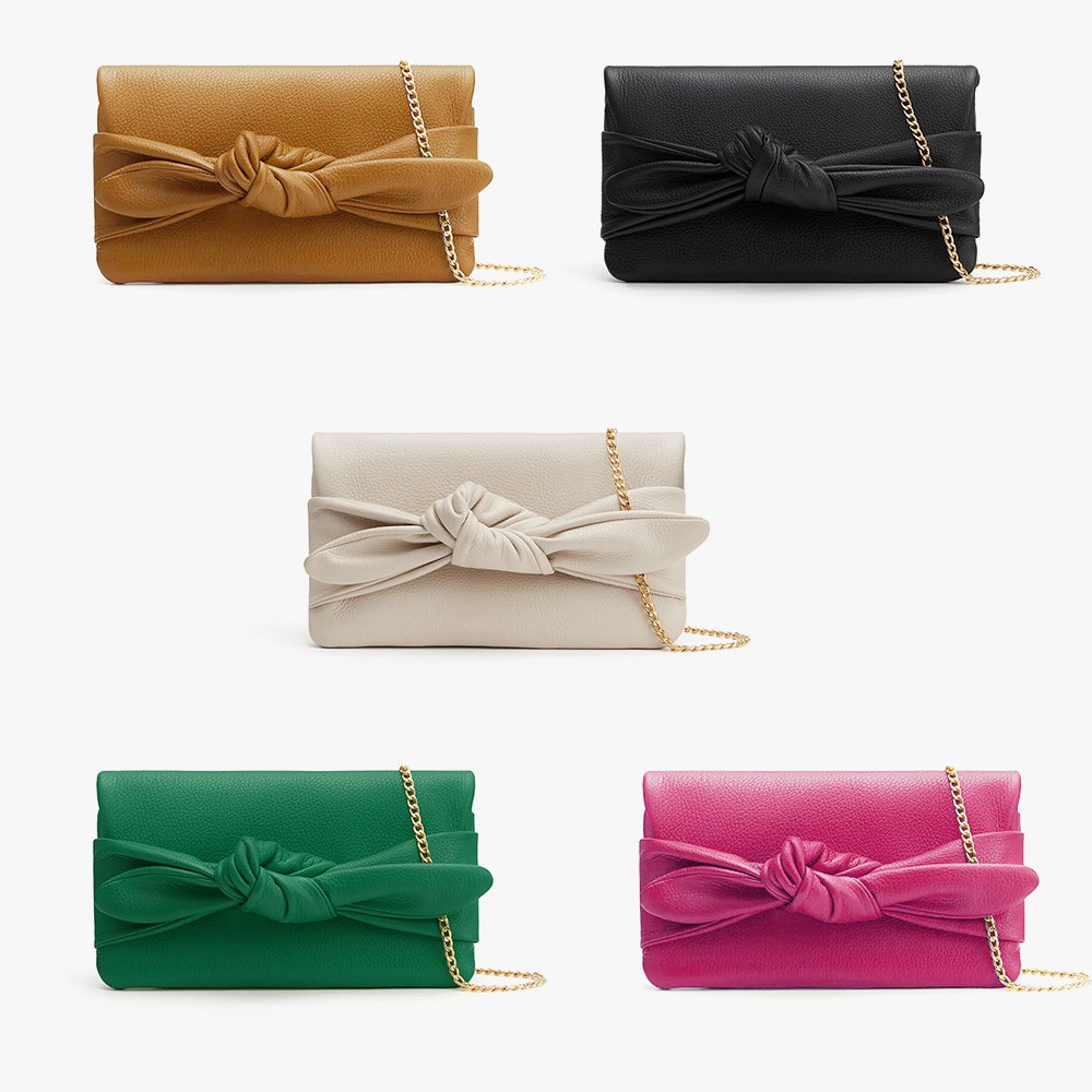 2024 New Arrival Vegan Leather Women Crossbody Bag Bow Clutch Evening Bag