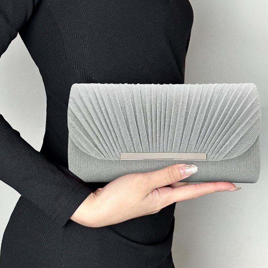 Luxury Pleated Evening Bag Ladies Chain Shoulder Bags Bling Wrinkles Envelope Women Glitter Clutch Bags