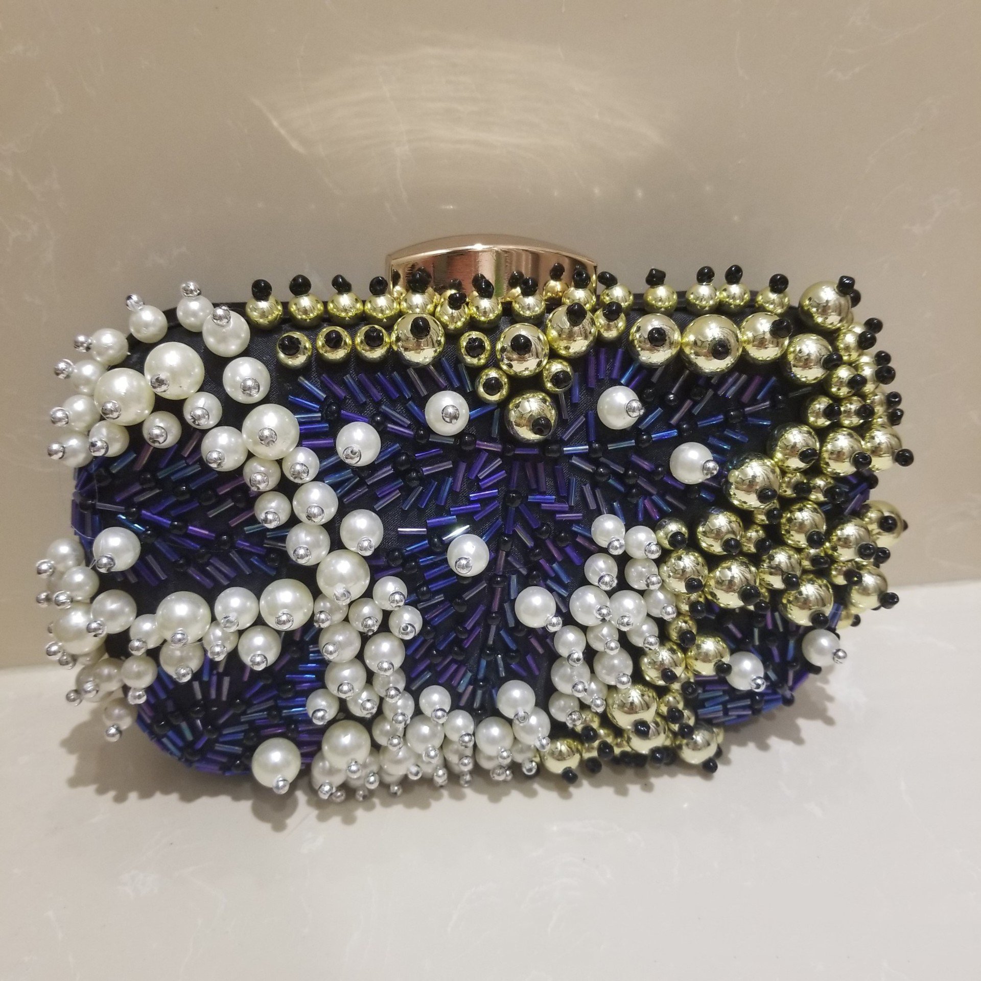 European And American Evening Bags Clutch 2023 Luxury Handmade Pearl Flower Beaded Chain Evening Ladies Hand Bags
