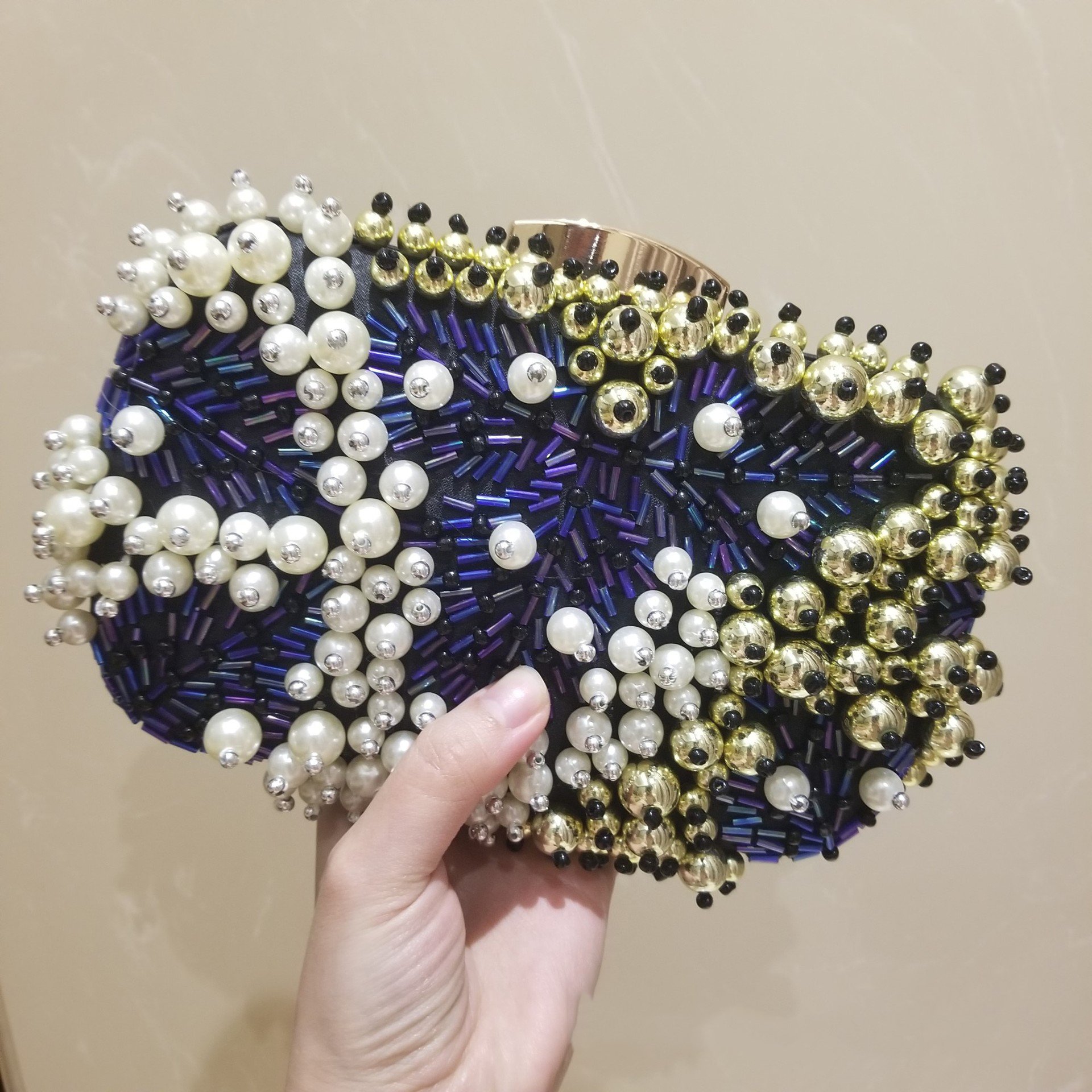 European And American Evening Bags Clutch 2023 Luxury Handmade Pearl Flower Beaded Chain Evening Ladies Hand Bags
