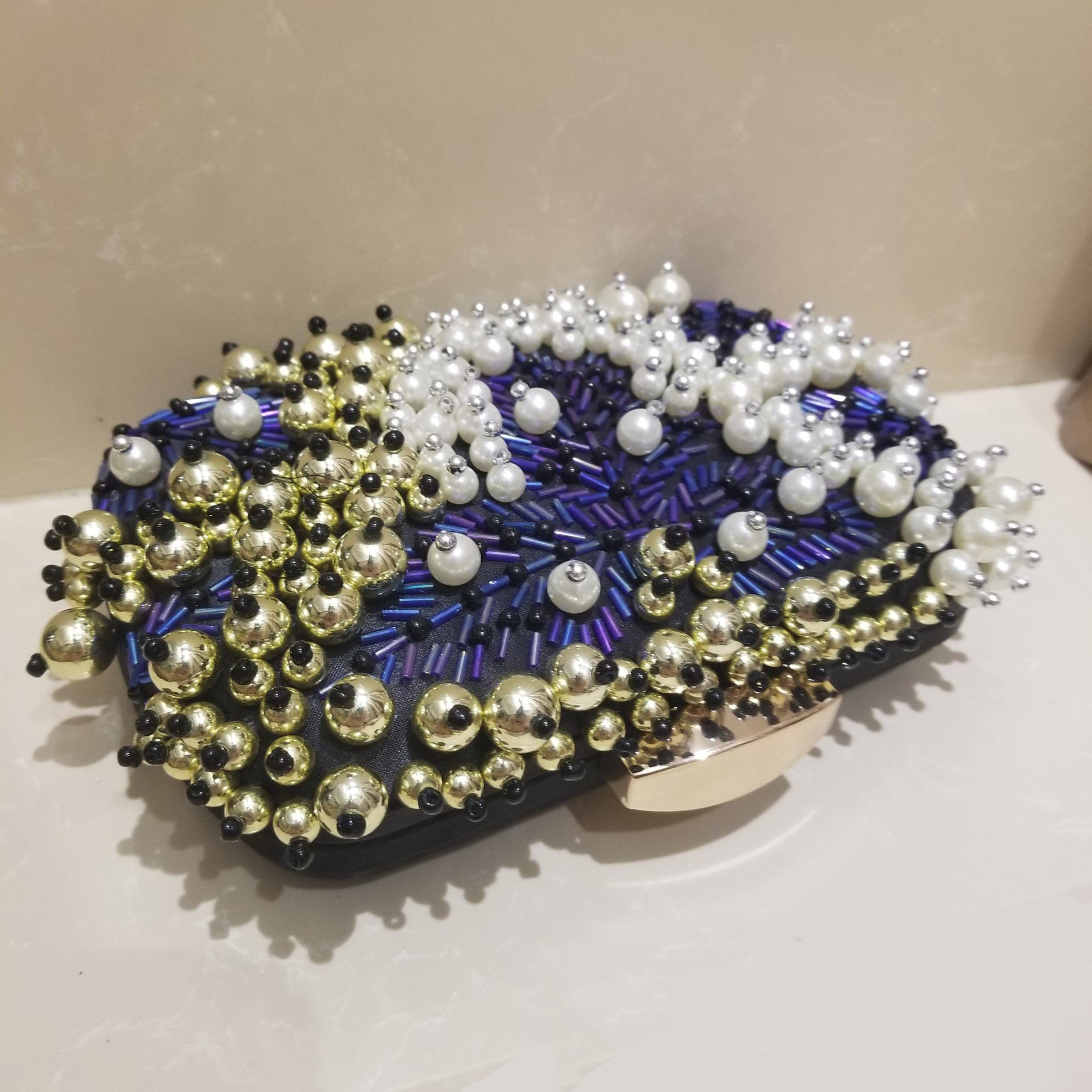 European And American Evening Bags Clutch 2023 Luxury Handmade Pearl Flower Beaded Chain Evening Ladies Hand Bags