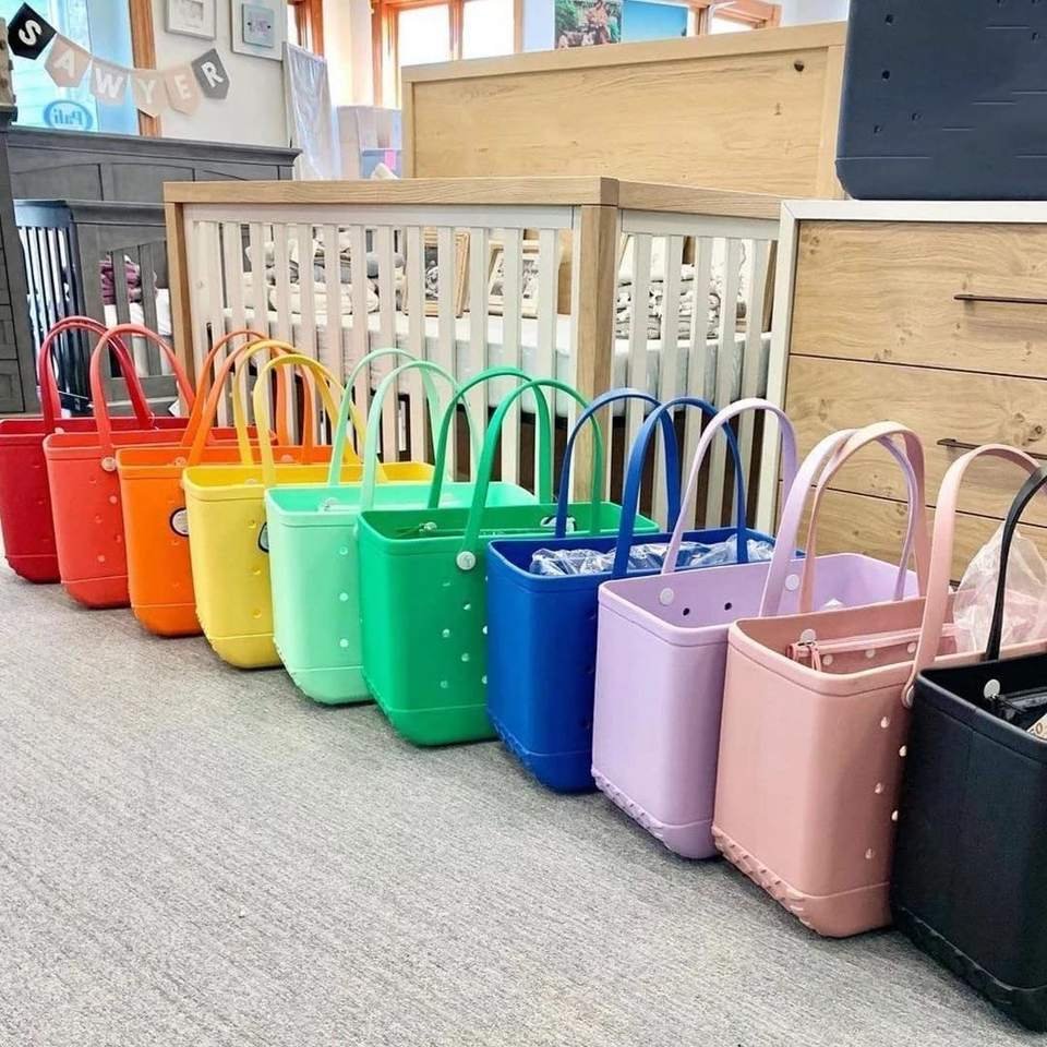 Outdoor Fashion Multi-colors Waterproof Washable Tip Proof Durable Open Hand Tote EVA Silicone Black Beach Bogg Bags