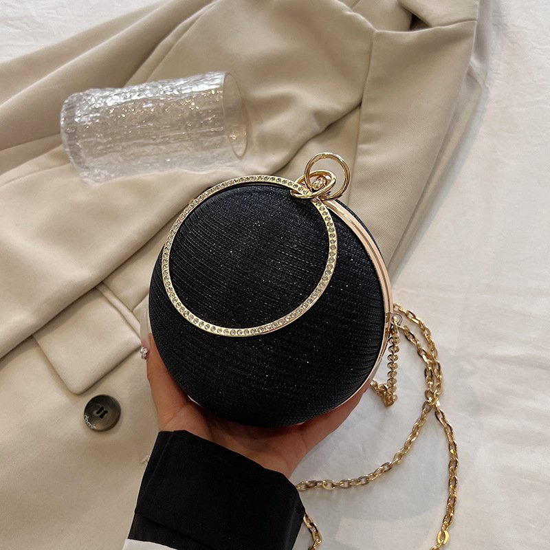 Wholesale Luxury Chain Shoulder Bag Fashion Women Round Diamond Clutch Bag Evening Bag