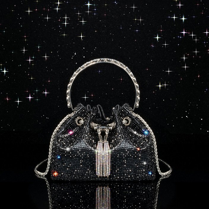 New Style trendy hand bags diamonds evening bag ladies mini handbags luxury bucket Phone rhinestone Women Fashion chain bag