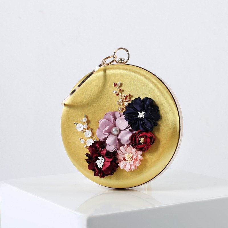 New Arrival Luxury Round Small Dress Banquet Bag Flower Dress Crossbody Chain Clutch Evening Bag For Women