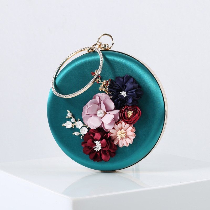 New Arrival Luxury Round Small Dress Banquet Bag Flower Dress Crossbody Chain Clutch Evening Bag For Women