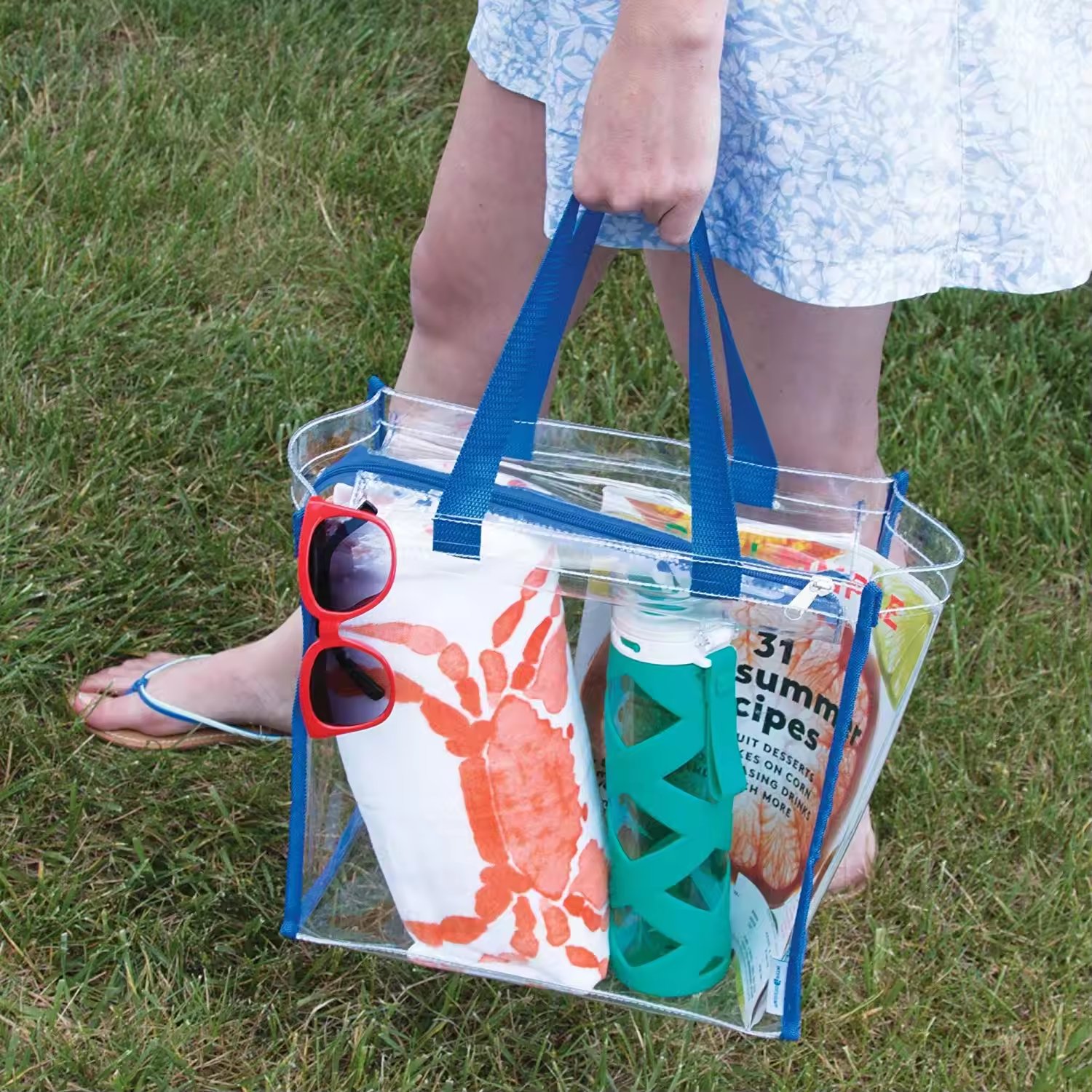 Wholesale Custom Transparent Clear Tote Bags Stadium Approved PVC Clear Tote Bag With Zipper Closure For Girls And Women