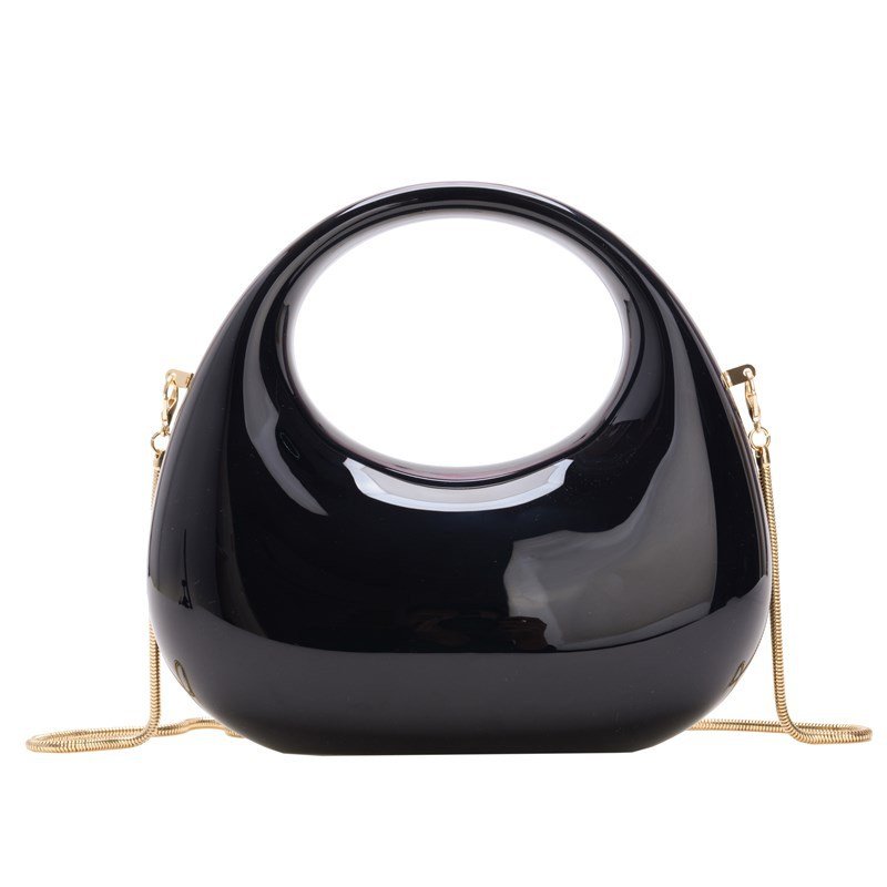 Fashion Acrylic Evening Clutch Purse Women Moon Shape Bag Transparent Evening Bag Unique Top handle Handbag