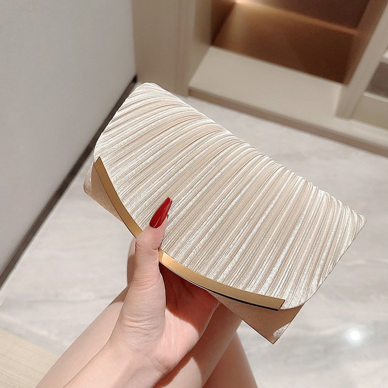 Pleated Ladies Evening Bag Clutch Purses Party Handbags Wedding Bag Purse Messenger Bag for Women Candy Polyester 20*5*13cm